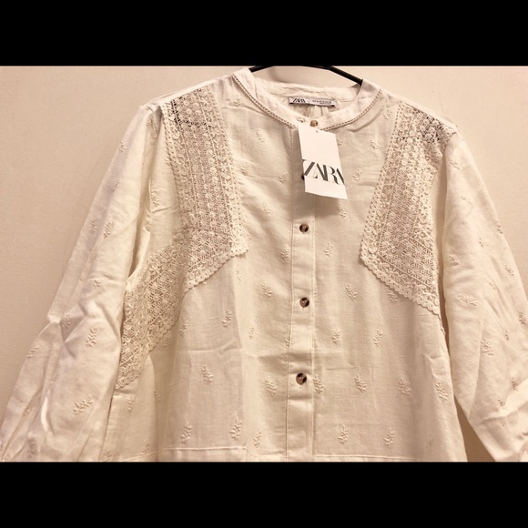 ❤️❤️ NWT ZARA EMBROIDERED LACE DRESS BLOUSE - Picture 7 of 8